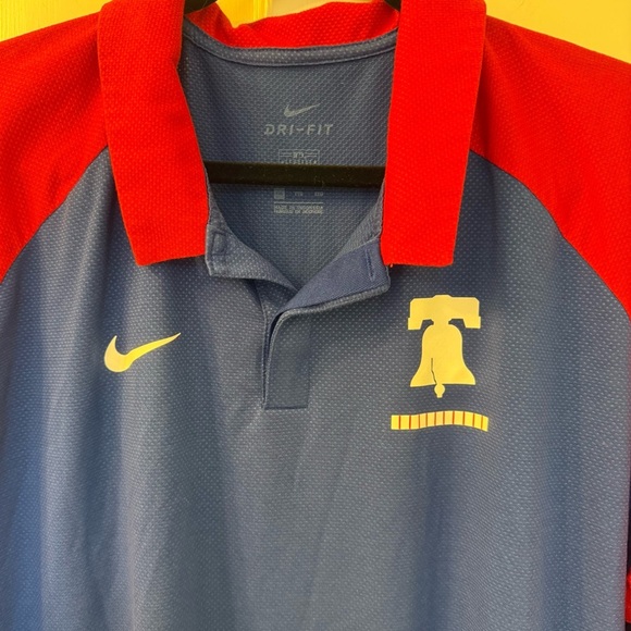 Nike Men's Philadelphia Phillies Legacy Raglan Red and Blue Polo Shirt - Picture 4 of 7